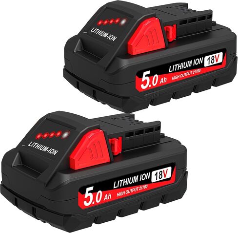 PEYESTEN 2 Packs High Output 5.0 Ah 18V Battery Replace for Milwaukee M18 Battery, Compatible with Milwaukee M18 Battery 48-11-1812 48-11-1852 Cordless Power Tools and Original Charger. in Saudi Arabia