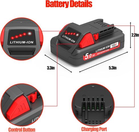 PEYESTEN 2 Packs High Output 5.0 Ah 18V Battery Replace for Milwaukee M18 Battery, Compatible with Milwaukee M18 Battery 48-11-1812 48-11-1852 Cordless Power Tools and Original Charger. in Saudi Arabia
