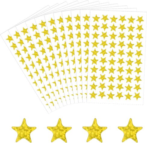 1200 PCS Gold Star Stickers, Star Stickers for Kids Reward, Small Star Stickers, 20 Sheets Glitter Foil Tiny Star Stickers for Behavior Chart Student Planner School Classroom Teacher Supplies in Saudi Arabia