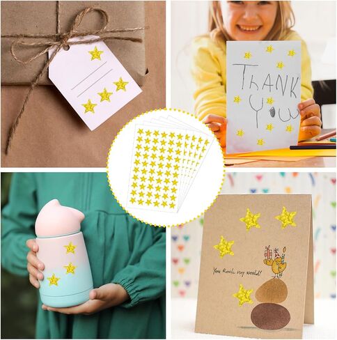 1200 PCS Gold Star Stickers, Star Stickers for Kids Reward, Small Star Stickers, 20 Sheets Glitter Foil Tiny Star Stickers for Behavior Chart Student Planner School Classroom Teacher Supplies in Saudi Arabia