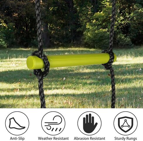 Climbing Rope Ladder Play Swing Sets for Kids Climb Training Accessories Playground Attachment for Indoor Outdoor Backyard Playground Ninja Slackline Green 6-Rung Ladder in Saudi Arabia