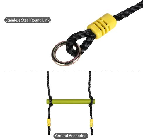 Climbing Rope Ladder Play Swing Sets for Kids Climb Training Accessories Playground Attachment for Indoor Outdoor Backyard Playground Ninja Slackline Green 6-Rung Ladder in Saudi Arabia