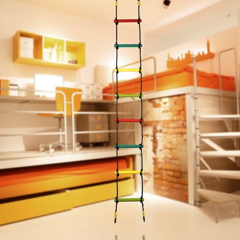 Climbing Rope Ladder Play Swing Sets for Kids Climb Training Accessories Playground Attachment for Indoor Outdoor Backyard Playground Ninja Slackline Green 6-Rung Ladder in Saudi Arabia