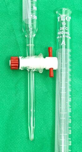 CHEM SCIENCE INC 114.202.04 Burette with Straight Bore Ptfe Key Stopcock, 100 mL, 0.10 Tolerance, 0.2 Graduation Interval, Class A in Saudi Arabia