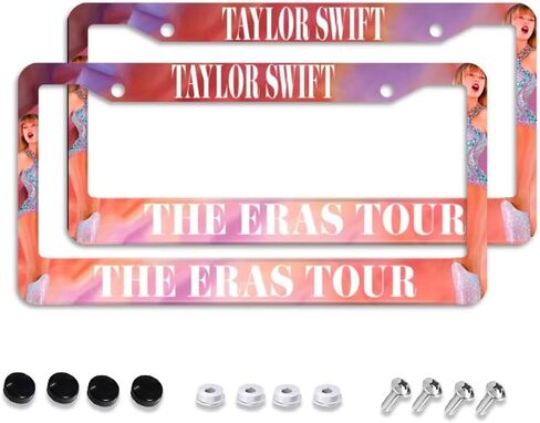 Music Lover License Plate Frames, 2 PCS Album Inspired Fans Gift Car Plate Frame, Stainless Steel License Plate Holders Covers with Free Screws Fasteners Caps in Saudi Arabia