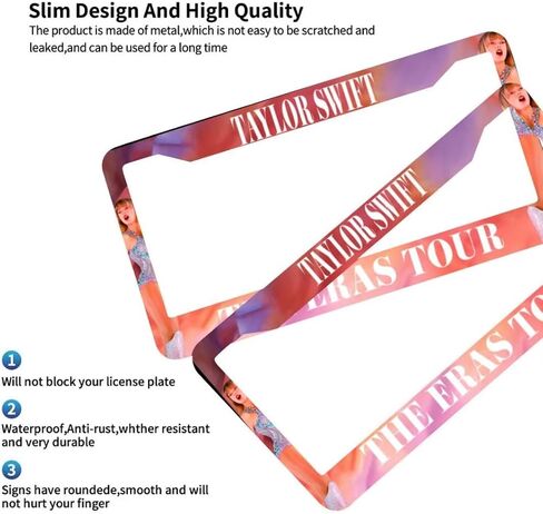 Music Lover License Plate Frames, 2 PCS Album Inspired Fans Gift Car Plate Frame, Stainless Steel License Plate Holders Covers with Free Screws Fasteners Caps in Saudi Arabia