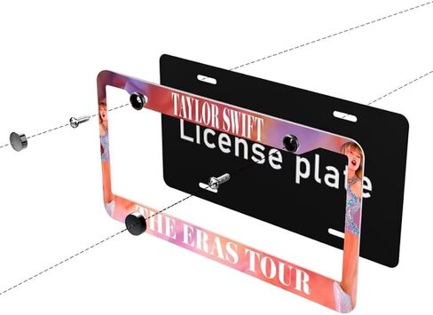 Music Lover License Plate Frames, 2 PCS Album Inspired Fans Gift Car Plate Frame, Stainless Steel License Plate Holders Covers with Free Screws Fasteners Caps in Saudi Arabia