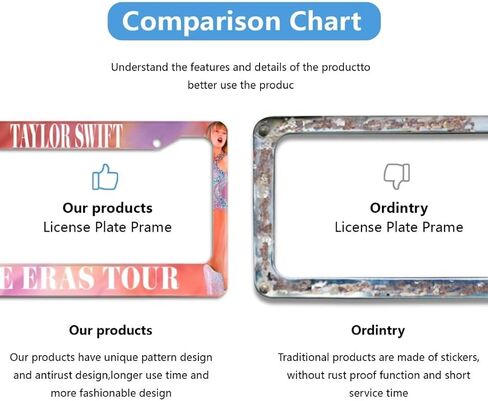 Music Lover License Plate Frames, 2 PCS Album Inspired Fans Gift Car Plate Frame, Stainless Steel License Plate Holders Covers with Free Screws Fasteners Caps in Saudi Arabia