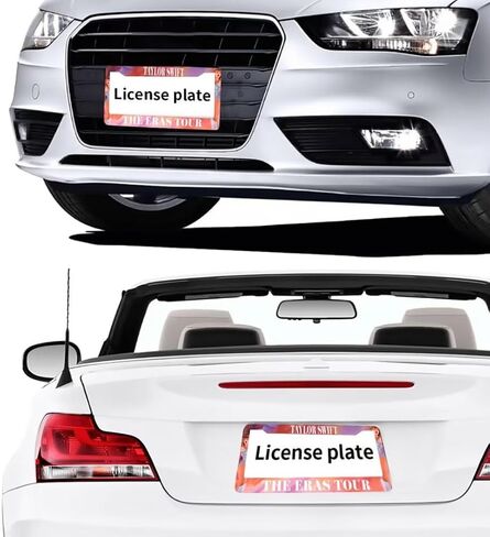 Music Lover License Plate Frames, 2 PCS Album Inspired Fans Gift Car Plate Frame, Stainless Steel License Plate Holders Covers with Free Screws Fasteners Caps in Saudi Arabia