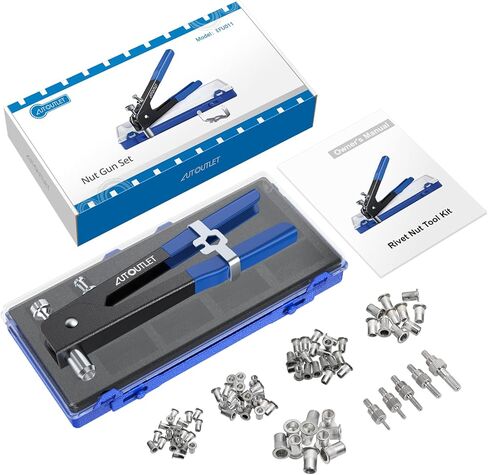 Autoutlet 8 "برشام الجوز بندقية 100 جهاز كمبيوتر شخصى M3 M4 M5 M6 برشام الجوز الثقيلة اليد برشام الجوز أداة الخيوط إدراج أداة مجموعة مع نظام إعداد الجوز برشام الجوز أداة واضعة عدة in Kuwait