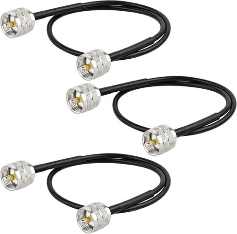 MOOKEERF RG8x Jumper Cable 3ft,3 Pack CB Coax Cable PL259 UHF Connector 50 ohm Low Loss for Ham Radio,Antenna Analyzer,Dummy Load,SWR Meter in Saudi Arabia