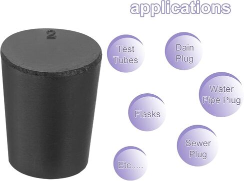MECCANIXITY Rubber Tapered Plug 15mm to 20mm Solid Test Tubes Bungs Stopper Black for Lab Home 12 Pieces in Saudi Arabia