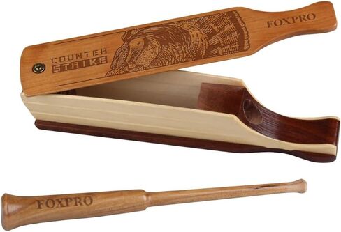 FOXPRO Counter Strike Walnut, Poplar, and Cherry Wood Turkey Box Call with Slate Calling Surface on Bottom and Striker in Kuwait