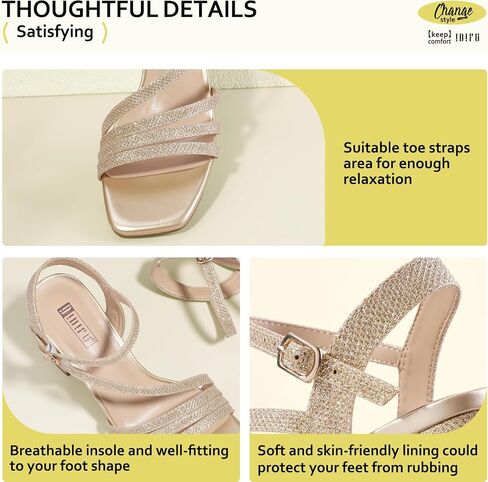 IDIFU IN3 Strappy Heels for Women Chunky Block Heels Square Toe Low Heels Wedding Prom Bride Bridal Party Dress Shoes for Women Comfortable Dressy Cute Trendy Heeled Sandals Short Thick Slingback Heels in Saudi Arabia
