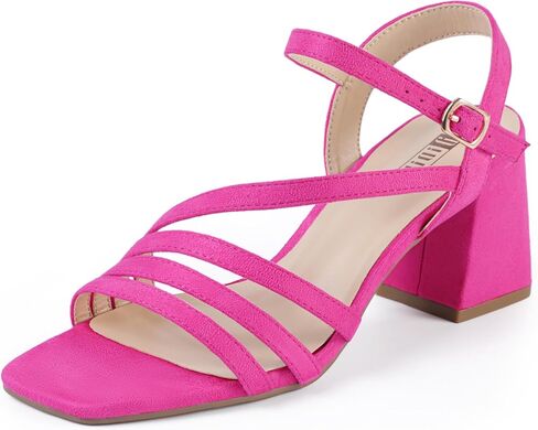 IDIFU IN3 Strappy Heels for Women Chunky Block Heels Square Toe Low Heels Wedding Prom Bride Bridal Party Dress Shoes for Women Comfortable Dressy Cute Trendy Heeled Sandals Short Thick Slingback Heels in Saudi Arabia