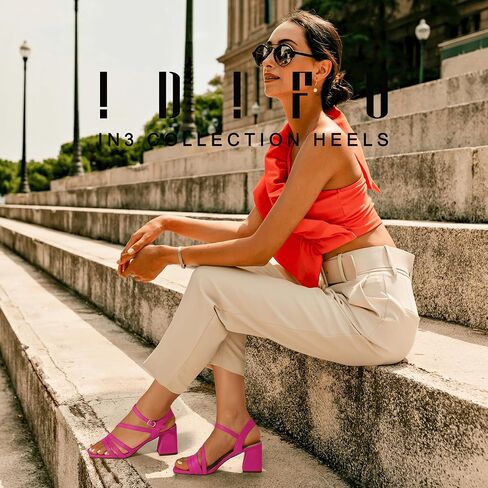 IDIFU IN3 Strappy Heels for Women Chunky Block Heels Square Toe Low Heels Wedding Prom Bride Bridal Party Dress Shoes for Women Comfortable Dressy Cute Trendy Heeled Sandals Short Thick Slingback Heels in Saudi Arabia