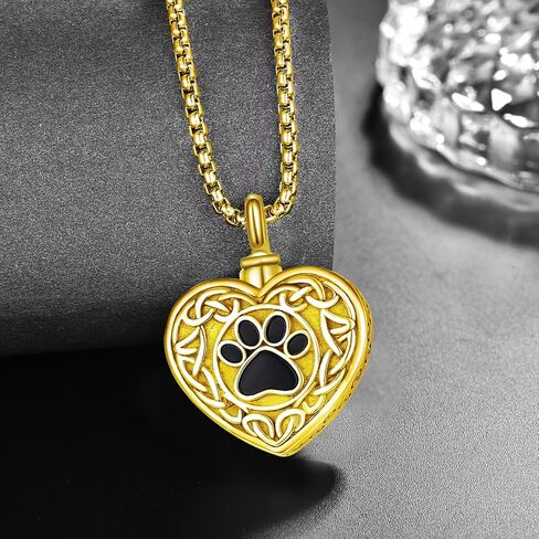 YEHANLE Urn Necklace for Dog Ashes Sterling Silver Gold Plated Pet Cremation Pendant Celtic Knot Paw Print Heart Ash Keepsake Jewelry for Women Men in Saudi Arabia