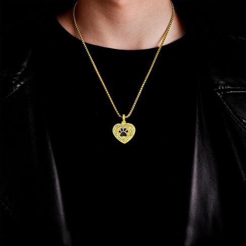 YEHANLE Urn Necklace for Dog Ashes Sterling Silver Gold Plated Pet Cremation Pendant Celtic Knot Paw Print Heart Ash Keepsake Jewelry for Women Men in Saudi Arabia