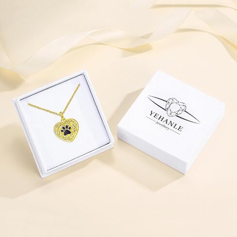 YEHANLE Urn Necklace for Dog Ashes Sterling Silver Gold Plated Pet Cremation Pendant Celtic Knot Paw Print Heart Ash Keepsake Jewelry for Women Men in Saudi Arabia