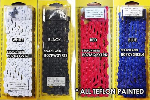 سلسلة تفلون للدراجة Yaban 6/7/8 سرعات 1/2 بوصة × 3/32 بوصة 116 لتر، 18/21/24 سرعة MTB/الطريق - تفلون مطلي باللون الأزرق in Kuwait