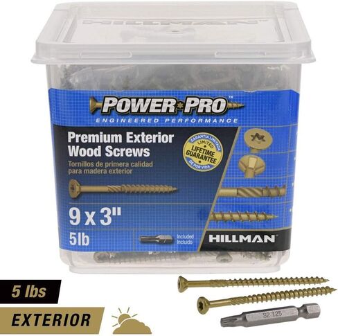 Power Pro Premium Exterior Wood Screws, 9 x 3", 5 lb Bucket of Screws, Exterior Epoxy Coated, Bronze, 417 Pieces in Saudi Arabia