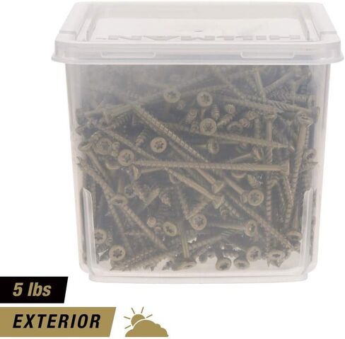Power Pro Premium Exterior Wood Screws, 9 x 3", 5 lb Bucket of Screws, Exterior Epoxy Coated, Bronze, 417 Pieces in Saudi Arabia