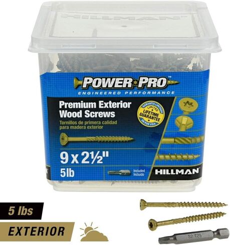 براغي خشبية Power Pro 48610، #9 × 2-1/2 بوصة، براغي ممتازة للسطح الخارجي، مقاومة للصدأ، برونز مطلي بالإيبوكسي، حوض 5 رطل، 501 قطعة in Saudi Arabia