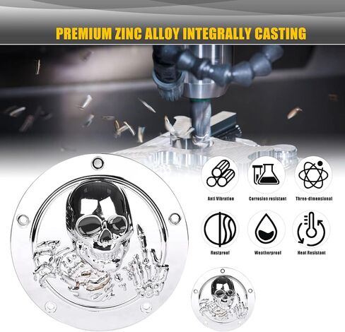Sresk 3D Skull 5 Hole Motorcycle Derby Cover Timer Engine Timing Covers Protector for Harley Softail 1999-2014 Big Twin Cam EVO Touring Road King Electra Glide FLHR FLHX FXST Dyna (Chrome B) in Kuwait