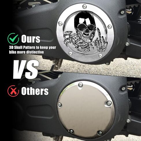 Sresk 3D Skull 5 Hole Motorcycle Derby Cover Timer Engine Timing Covers Protector for Harley Softail 1999-2014 Big Twin Cam EVO Touring Road King Electra Glide FLHR FLHX FXST Dyna (Chrome B) in Kuwait