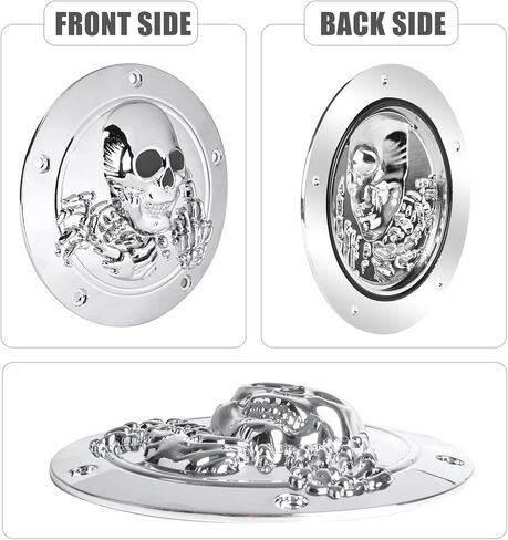 Sresk 3D Skull 5 Hole Motorcycle Derby Cover Timer Engine Timing Covers Protector for Harley Softail 1999-2014 Big Twin Cam EVO Touring Road King Electra Glide FLHR FLHX FXST Dyna (Chrome B) in Kuwait