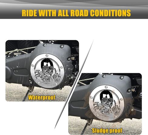 Sresk 3D Skull 5 Hole Motorcycle Derby Cover Timer Engine Timing Covers Protector for Harley Softail 1999-2014 Big Twin Cam EVO Touring Road King Electra Glide FLHR FLHX FXST Dyna (Chrome B) in Kuwait
