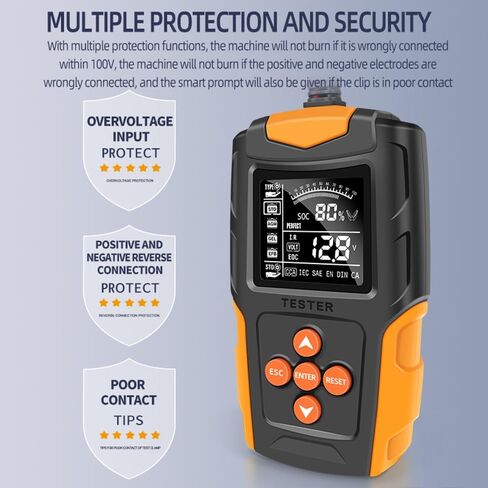 جهاز اختبار بطارية السيارة Diymore، جهاز اختبار حمل البطارية 12 فولت / 24 فولت، أداة تشخيص مولد بطاريات السيارات الرقمية سعة تحميل 100-2000 CCA، تحليل التدوير للدراجات النارية، الشاحنة، القارب، RV، البحرية in Kuwait