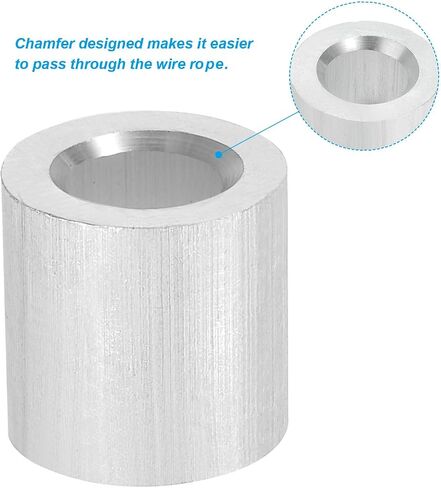 PATIKIL 5/16"/8mm Wire Rope Stop Sleeve,20 Pack Aluminum Crimping Loop Sleeve for Wire Rope and Cable Ferrule,Silver in Kuwait