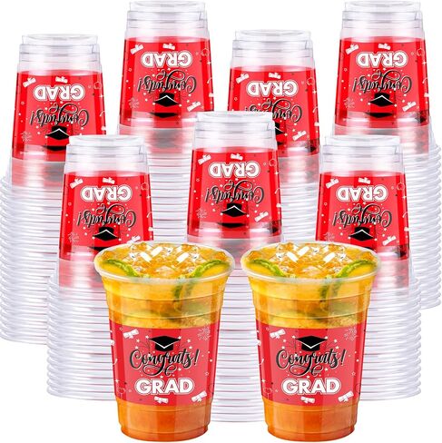 100 Pieces 16 Oz Graduation Party Plastic Cups 2024 Congrats Grad Plastic Cups Graduation Party Supplies Graduation Party Favor Graduation Grad for Boys Girls Students(Black Gold) in Saudi Arabia