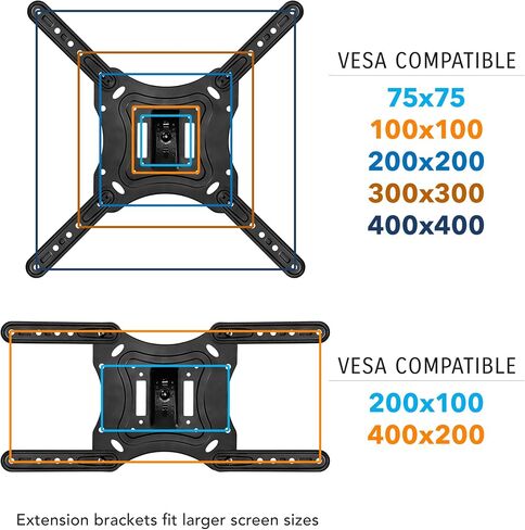 Mount-It! Full Motion TV Wall Mount Monitor Wall Bracket with Swivel and Articulating Tilt Arm, Fits 26 32 35 37 40 42 47 50 55 Inch LCD LED OLED Flat Screens up to 66 lbs and VESA 400x400 in Saudi Arabia