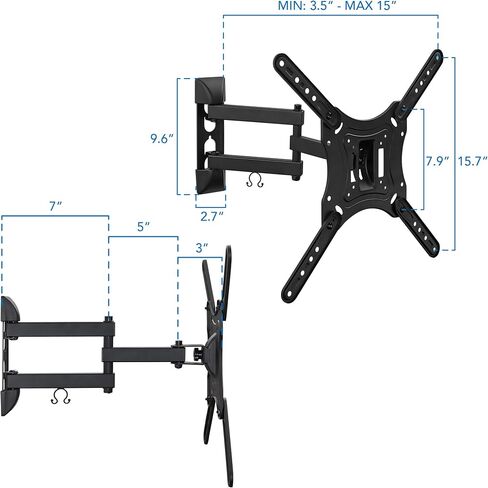 Mount-It! Full Motion TV Wall Mount Monitor Wall Bracket with Swivel and Articulating Tilt Arm, Fits 26 32 35 37 40 42 47 50 55 Inch LCD LED OLED Flat Screens up to 66 lbs and VESA 400x400 in Saudi Arabia