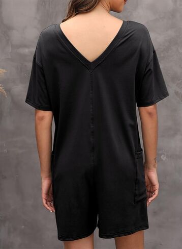 Happy Sailed Rompers for Women Casual Loose Crewneck One Piece Jumpsuits Overall Shorts Tee Romper with Pockets in Saudi Arabia