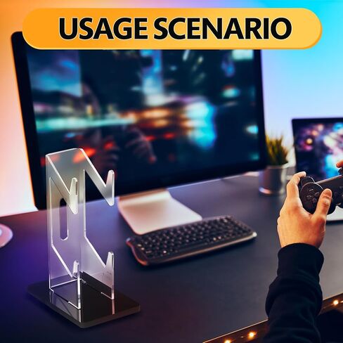 Barydat 2 قطعة حامل وحدة تحكم أكريليك مزدوج وحدة تحكم مضادة للانزلاق وحدة تحكم ألعاب عالمية حامل وحدة تحكم تخزين حامل للمكتب معظم ملحقات الألعاب، أسود شفاف in Saudi Arabia
