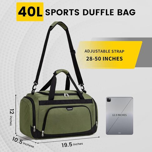 حقيبة رياضية صغيرة من Vorspack - حقيبة دفل سعة 40 لتر للرجال والنساء حقيبة من القماش الخشن خفيفة الوزن مع حجرة للأحذية وجيب مبلل وحقيبة سفر رياضية للسفر في صالة الألعاب الرياضية - أسود in Kuwait