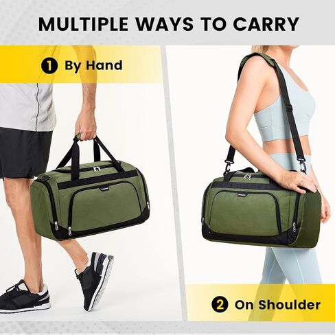 حقيبة رياضية صغيرة من Vorspack - حقيبة دفل سعة 40 لتر للرجال والنساء حقيبة من القماش الخشن خفيفة الوزن مع حجرة للأحذية وجيب مبلل وحقيبة سفر رياضية للسفر في صالة الألعاب الرياضية - أسود in Kuwait