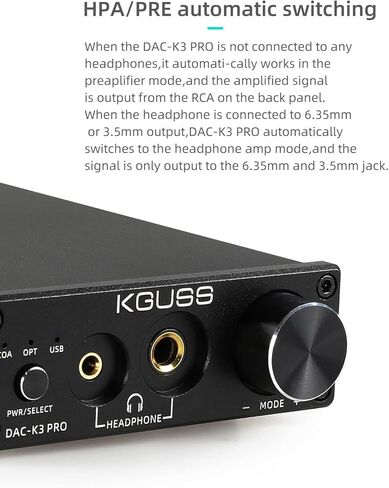 KGUSS DAC-K3 PRO USB DAC Headphone Amplifier Mini HiFi Optical/Coaxial/USB DAC Decoder Audio 24Bit 192KHz DA Converter ESS9018K2M Decoder Multifunctional Preamp Desktop Amplifier (Black) in Saudi Arabia