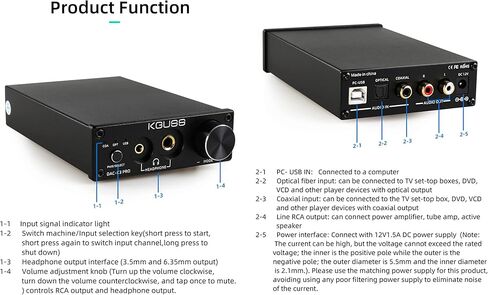 KGUSS DAC-K3 PRO USB DAC Headphone Amplifier Mini HiFi Optical/Coaxial/USB DAC Decoder Audio 24Bit 192KHz DA Converter ESS9018K2M Decoder Multifunctional Preamp Desktop Amplifier (Black) in Saudi Arabia