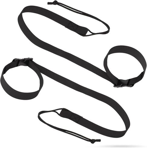 2PCS Snowboard Leashes, Adjustable Snowboard Binding Straps Covert Leash Ski Accessories for Men Women Kids Teenagers to Fasten Your Snowboard Boots (Black) in Saudi Arabia