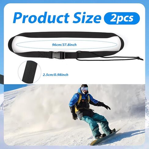 2PCS Snowboard Leashes, Adjustable Snowboard Binding Straps Covert Leash Ski Accessories for Men Women Kids Teenagers to Fasten Your Snowboard Boots (Black) in Saudi Arabia
