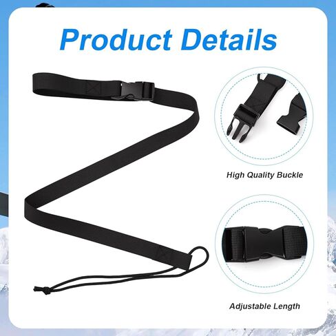 2PCS Snowboard Leashes, Adjustable Snowboard Binding Straps Covert Leash Ski Accessories for Men Women Kids Teenagers to Fasten Your Snowboard Boots (Black) in Saudi Arabia