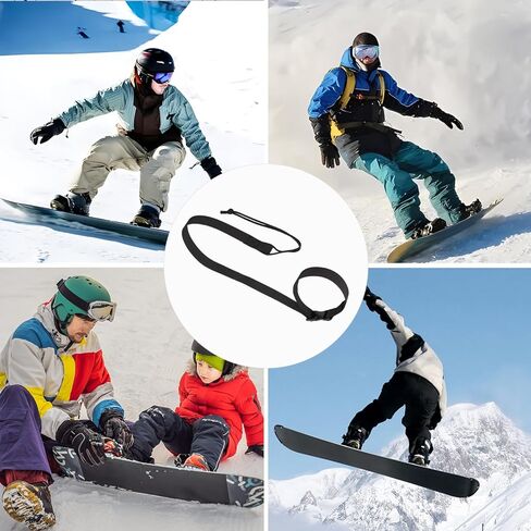 2PCS Snowboard Leashes, Adjustable Snowboard Binding Straps Covert Leash Ski Accessories for Men Women Kids Teenagers to Fasten Your Snowboard Boots (Black) in Saudi Arabia
