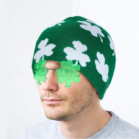 قبعة صغيرة من Ausejopeac لعيد القديس باتريك شامروك مع نظارات أوراق نبات النفل لزي عيد القديس باتريك باللون الأخضر in Kuwait