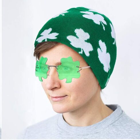 قبعة صغيرة من Ausejopeac لعيد القديس باتريك شامروك مع نظارات أوراق نبات النفل لزي عيد القديس باتريك باللون الأخضر in Kuwait
