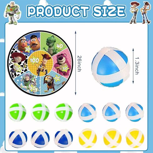 Toy Inspired Story Birthday Party Supplies - 26in Toy Story Board Game 12 Sticky Balls and Hooks Toy Story Party Favors Gifts Indoor Outdoor Kids Sports Game in Kuwait
