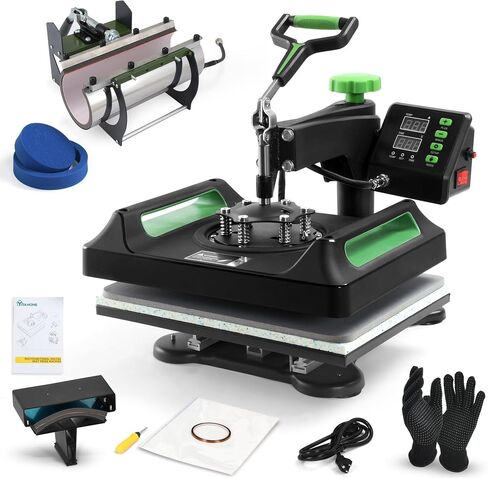 YITAHOME Heat Press Machine for T Shirts 15x12, 5-in-1 Mug Heat Press, Hat Heat Transfer, 360° Rotation Swing-Away Plate Heatpress, Dual-Tube Heating Printing for DIY T-Shirts, Caps, Mugs, Pillows in Saudi Arabia